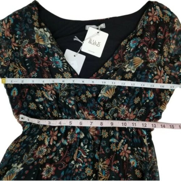 Elena Baldi Floral Print Asymmetrical Ruffled Hem Chiffon Dress Size XS - Picture 8 of 11